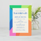 Modern Aesthetic Bat Mitzvah Colorful Geometric Kaart (Staand voorkant)