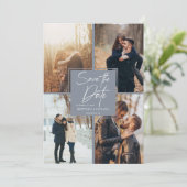 Modern Afbeelding Collage Dusty Blue Save The Date (Staand voorkant)