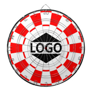 Modern afbeelding met aangepast logo op rood en wi dartbord