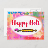 Modern afspeelscript Colorful Pichkari Happy Holi Briefkaart (Voorkant / Achterkant)