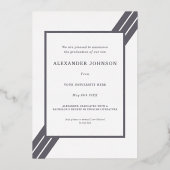 Modern Afstudeerder foto grijs en goud Folie Uitnodiging (Achterkant)