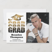Modern Afstudeerder Jaar Zwart Goud Gradiënt 3 Fot Aankondiging (Voorkant)