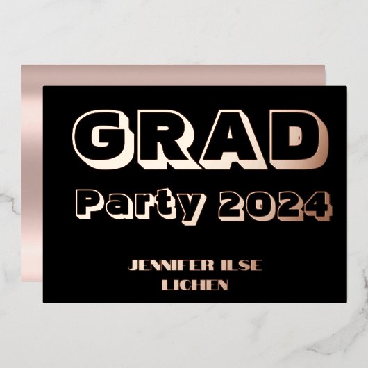 MODERN AFSTUDEERDER PARTIJ FOLIE UITNODIGING (Voorkant / Achterkant)