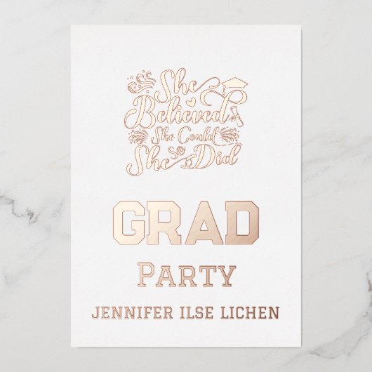 MODERN AFSTUDEERDER PARTIJ FOLIE UITNODIGING (Voorkant)