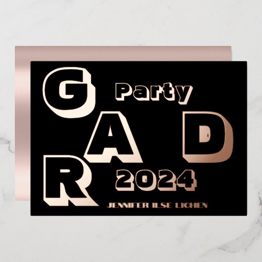 MODERN AFSTUDEERDER PARTIJ FOLIE UITNODIGING (Voorkant / Achterkant)