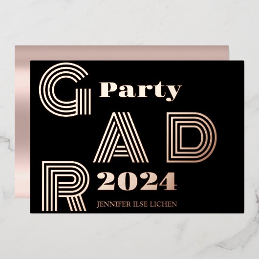 MODERN AFSTUDEERDER PARTIJ FOLIE UITNODIGING (Voorkant / Achterkant)