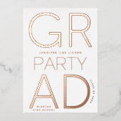 MODERN AFSTUDEERDER PARTY Class of 2025 ROOS Gold  Folie Uitnodiging (Voorkant)