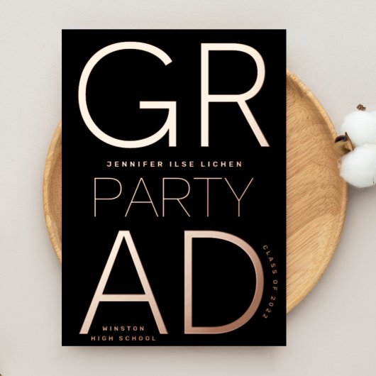 MODERN AFSTUDEERDER PARTY Class van 2024 ROOS Goud Folie Uitnodiging