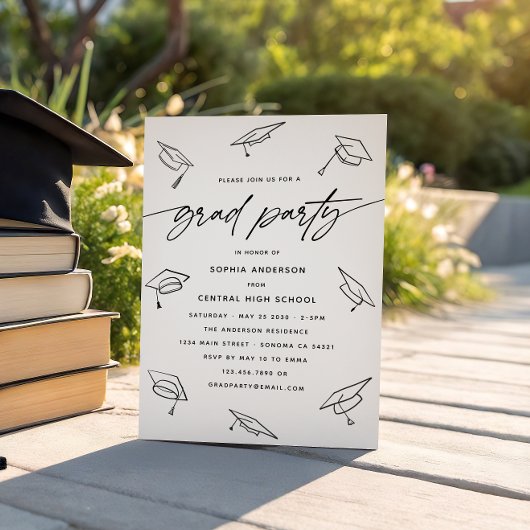 Modern Afstudeerder Party Kalligrafie Script Line  Kaart