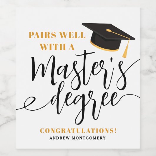 Modern Afstudeerder Pet Tassel Elegant Master Degr Wijn Etiket (Enkel label)