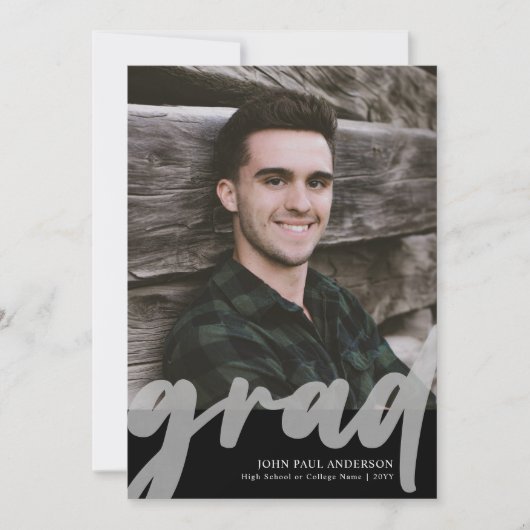 Modern AFSTUDEERDER Script High School 2 Foto Afst Aankondiging (Voorkant)