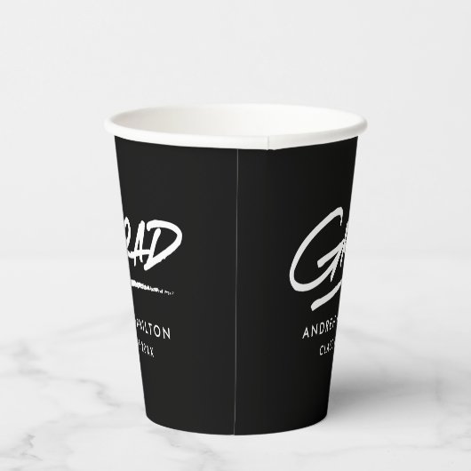 Modern Afstudeerder zwart-wit Afstuderen Papieren Bekers (Rechts)