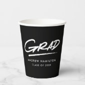 Modern Afstudeerder zwart-wit Afstuderen Papieren Bekers (Voorkant)