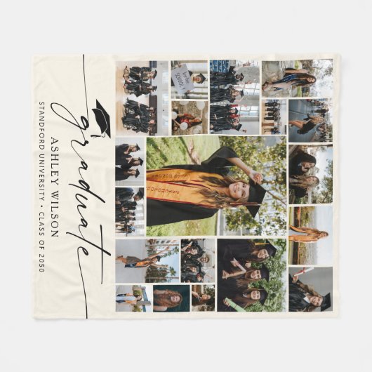 Modern Afstuderen 19 Fotocollage Afstuderen Fleece Deken (Voorkant (Horizontaal))