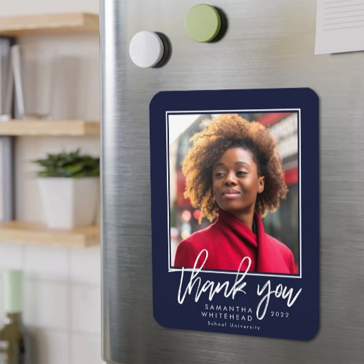 Modern Afstuderen 2022 Foto Navy Blue Hartelijk da Magneet