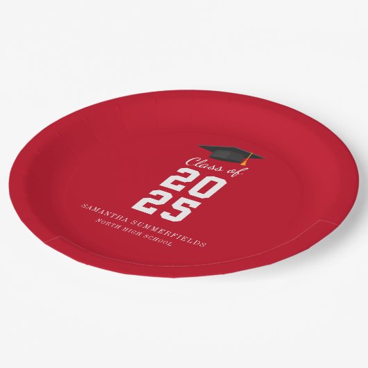 Modern Afstuderen 2025 Elegant Afstudeerder Party Papieren Bordje (Gekanteld)