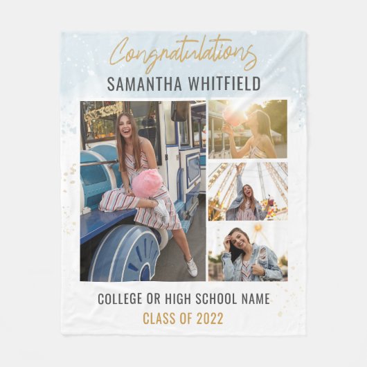 Modern Afstuderen 2025 Fotocollage Keepsake Fleece Deken (Voorkant)