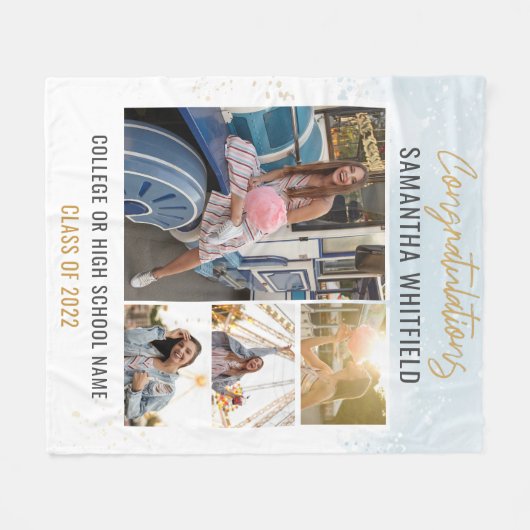 Modern Afstuderen 2025 Fotocollage Keepsake Fleece Deken (Voorkant (Horizontaal))