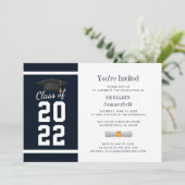 Modern Afstuderen 2025 Navy Blue Afstudeerder Part Kaart (Staand voorkant)