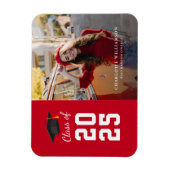 Modern Afstuderen 2025 Rood Wit Afstudeerder Foto Magneet (Verticaal)