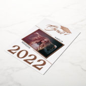 Modern Afstuderen 2 Foto Afstuderen Roos Gold Folie Uitnodiging (Gedraaid)