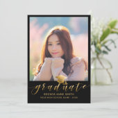 Modern Afstuderen 2 Pet met foto Gold Script op zw Aankondiging (Staand voorkant)