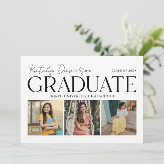 Modern Afstuderen 3 foto Afstuderen Kaart (Staand voorkant)