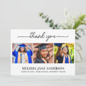 Modern Afstuderen 3 foto gepersonaliseerd Afstuder Bedankkaart (Staand voorkant)