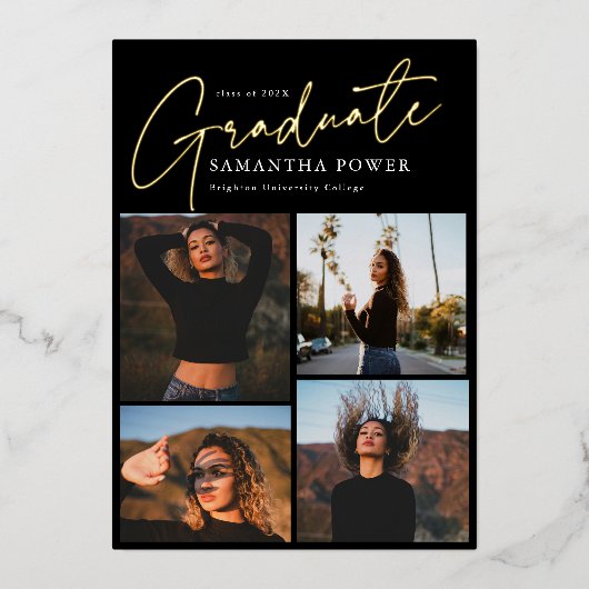 Modern Afstuderen 4 foto's Afstuderen Aankondiging (Voorkant)