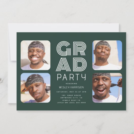 Modern Afstuderen 4x fotocollage AFSTUDEERDER Part Kaart (Voorkant)