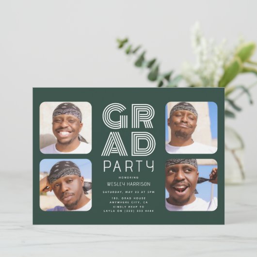 Modern Afstuderen 4x fotocollage AFSTUDEERDER Part Kaart (Staand voorkant)