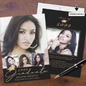 Modern Afstuderen 5 foto's Script Pet Zwart Goud Aankondiging