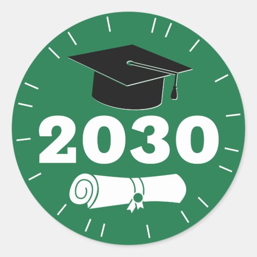 Modern Afstuderen Afstudeerder jaar Pet diploma gr Ronde Sticker (Voorkant)