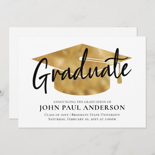 Modern Afstuderen Afstudeerder Pet Afstuderen Aankondiging (Voorkant / Achterkant)