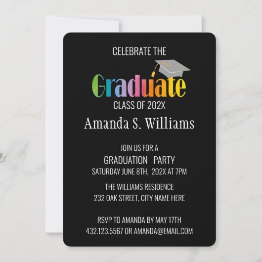 Modern Afstuderen Afstudeerder Pet Party Invitatio Aankondiging (Voorkant)