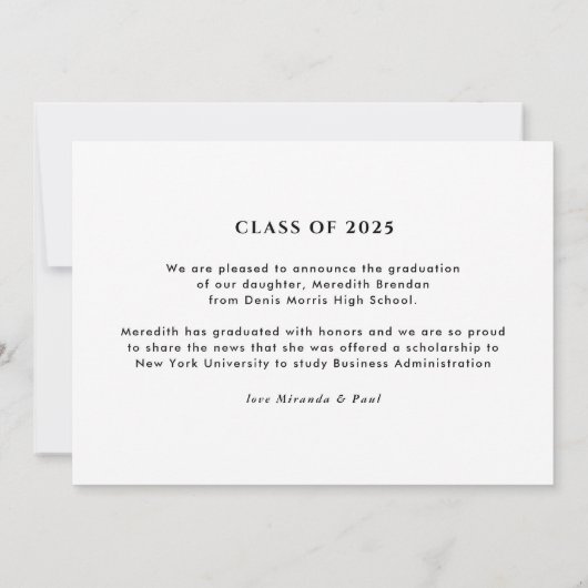 Modern Afstuderen Afstuderen Foto Aankondiging (Achterkant)