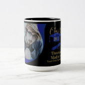 Modern Afstuderen Black Blue Wave Tweekleurige Koffiemok (Center)