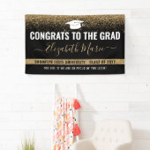 Modern Afstuderen Black Gold Glitter Klasse van 20 Spandoek (Insitu)