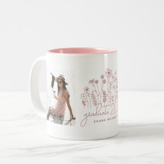 Modern Afstuderen Blooming Wilde Afstuderen Tweekleurige Koffiemok (Voorkant links)
