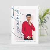 Modern Afstuderen Blue Photo High School Afstudere Aankondiging (Staand voorkant)