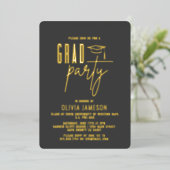 Modern Afstuderen Calligrafiescript | Fotopartij Folie Uitnodiging (Staand Voorkant)