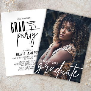 Modern Afstuderen Calligrafiescript   Fotopartij Kaart