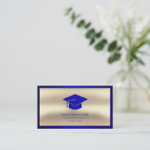 Modern Afstuderen Class of Student Blue Gold Visitekaartje (Staand voorkant)