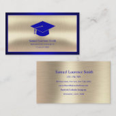 Modern Afstuderen Class of Student Blue Gold Visitekaartje (Voorkant / Achterkant)