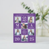 Modern Afstuderen Custom 6 Fotocollage Afstuderen Uitnodiging Briefkaart (Staand voorkant)