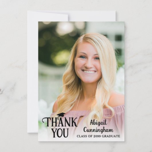 Modern Afstuderen Dank u Foto Aangepaste kleur Bedankkaart (Voorkant)