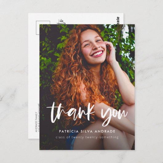 Modern Afstuderen Dank u Foto Eenvoudige Bedankt Briefkaart (Voorkant / Achterkant)