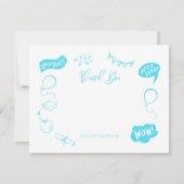 Modern Afstuderen Doodle Blue Limoen Dank u Notitiekaartje (Voorkant)