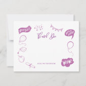 Modern Afstuderen Doodle Paarse Dank u Notitiekaartje (Voorkant)