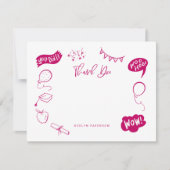Modern Afstuderen Doodle Pink Dank u wel Notitiekaartje (Voorkant)